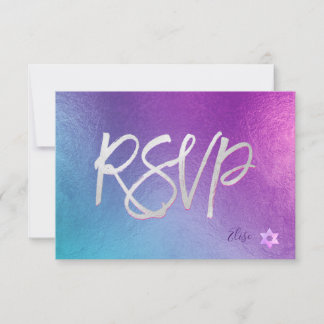 PixDezines RSVP H2 Ombre Púrpura+Bat Rosa Mitzvah