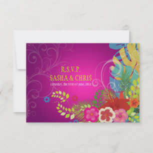PixDezines rsvp hibisco+monstera/amarillo+fucsia