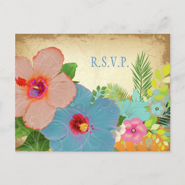 PixDezines RSVP, hibiscus, requiere invitaciones 5 (Anverso)