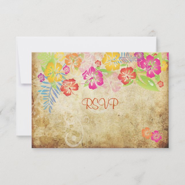 PixDezines RSVP Hibiscus + Swirls (Anverso)