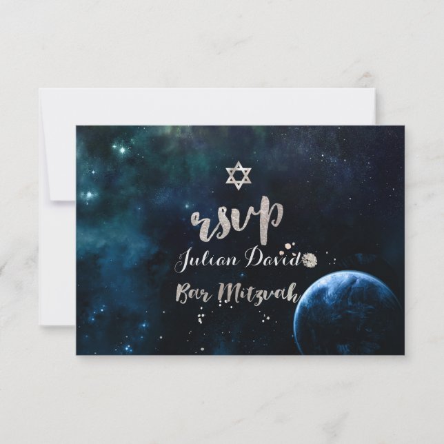 PixDezines RSVP Midnight Sky Bar Mitzvah ✡ (Anverso)