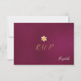 PixDezines RSVP minimalista Dahlia Red Mitzvah ✡