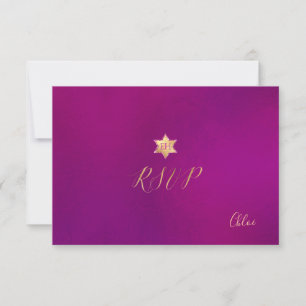 PixDezines RSVP minimalista Fuschia Mitzvah ✡