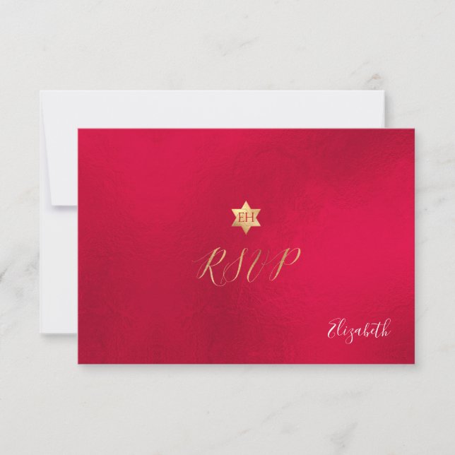 PixDezines RSVP minimalista Red Mitzvah ✡ (Anverso)