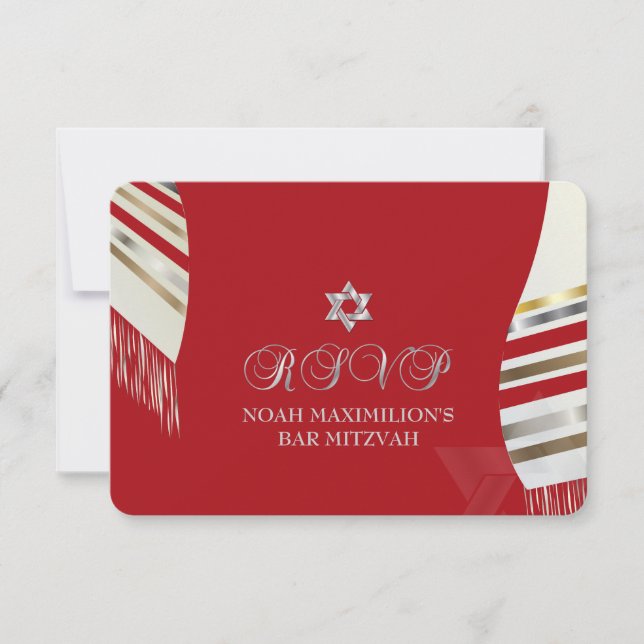 PixDezines RSVP MITZVAH/TALLIT ROJO/Fondo DIY (Anverso)