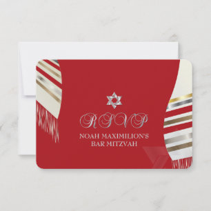 PixDezines RSVP MITZVAH/TALLIT ROJO/Fondo DIY