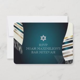 PixDezines RSVP Mitzvah/tallit teal/fondo personal
