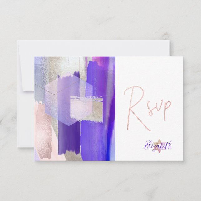 PixDezines RSVP Morado Acuarela Bar Mitzvah ✡ (Anverso)