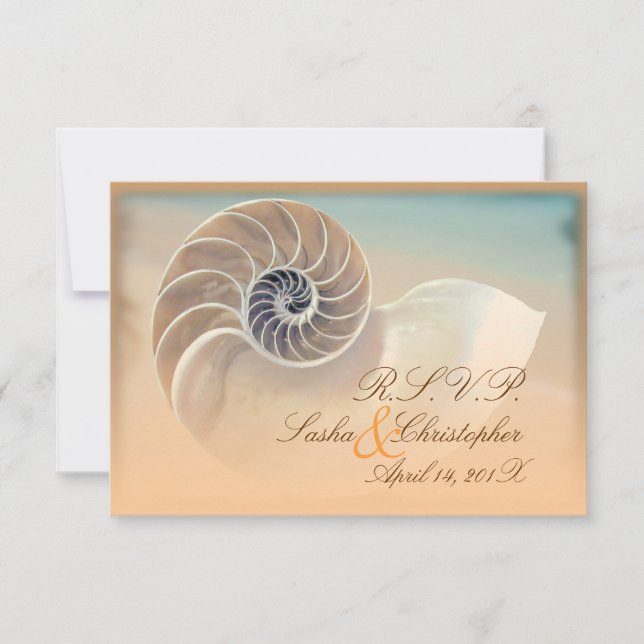 PixDezines rsvp nautilus, invitaciones de boda (Anverso)