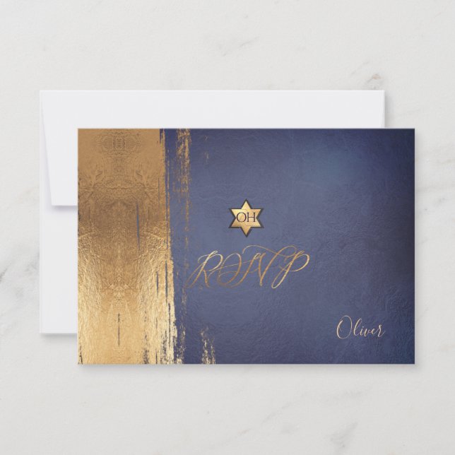 PixDezines RSVP Navy Blue Mitzvah ✡ (Anverso)