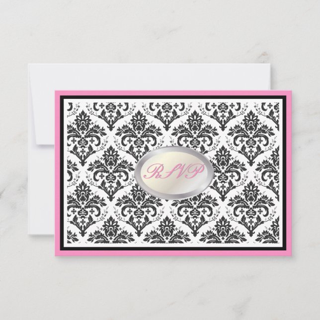 PixDezines rsvp negro jolie damasco/guarnecido diy (Anverso)