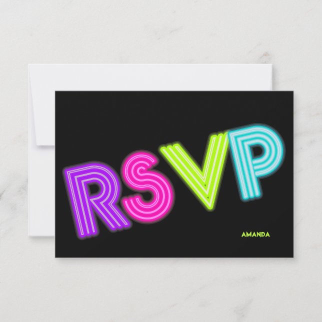 PixDezines RSVP Neon Lights Bat Mitzvah ✡ (Anverso)