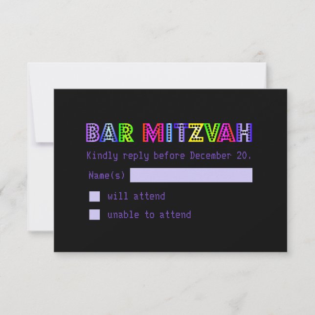 PixDezines RSVP Neon Rótulo Bar Mitzvah (Anverso)