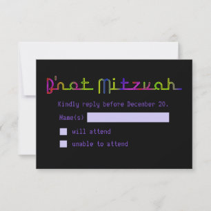 PixDezines RSVP Neon Rótulo B'not Mitzvah