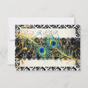 PixDezines rsvp pavo real pizzazz, damasco+encaje