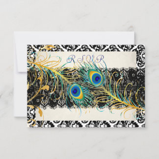 PixDezines rsvp pavo real pizzazz, damasco+encaje