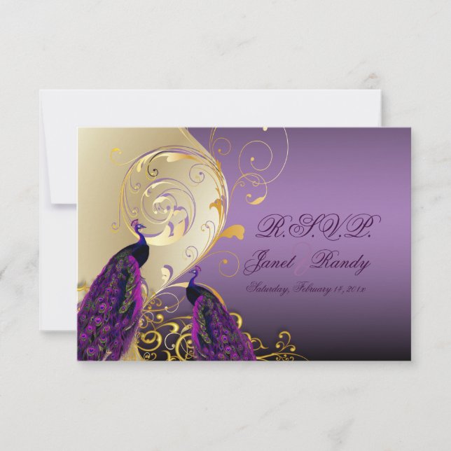 PixDezines rsvp Peacock, Filigree+swirls/DIY texto (Anverso)