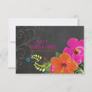 PixDezines rsvp pizarra+hibisco+helecho