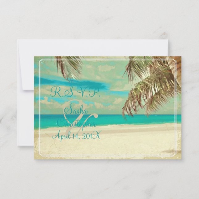 PixDezines rsvp playa vintage, paraíso tropical (Anverso)