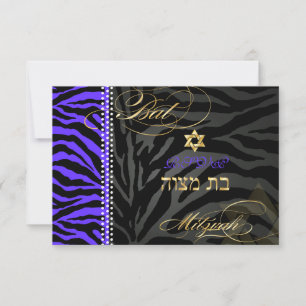 PixDezines rsvp Rayas de cebra púrpura, Bat Mitzva
