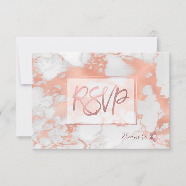 PixDezines RSVP Rosa de Mármol Batería de oro Mitz (Anverso)