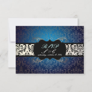 PixDezines rsvp Rossi Damask, azul de medianoche