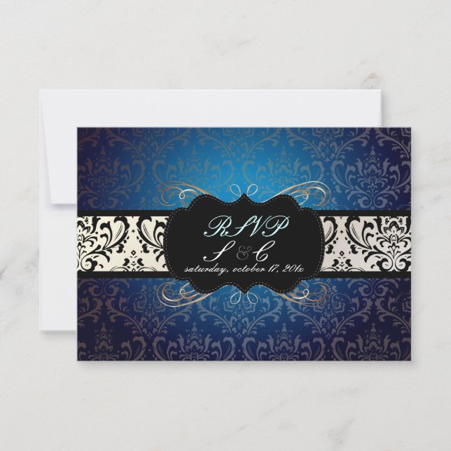 PixDezines rsvp Rossi Damask, azul de medianoche (Anverso)
