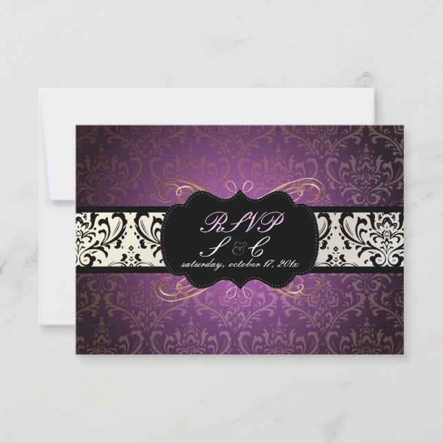 PixDezines rsvp Rossi Damask, Champagne+Plum (Anverso)