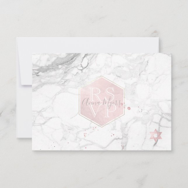 PixDezines RSVP Rubor Pink Honeycomb Mitzvah ✡ (Anverso)