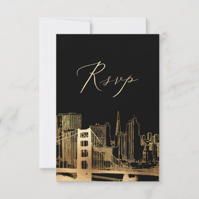PixDezines RSVP San Francisco Skyline/Faux Gold (Anverso)