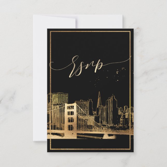 PixDezines RSVP San Francisco Skyline/Oro Falso (Anverso)