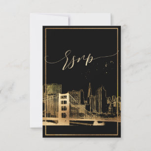 PixDezines RSVP San Francisco Skyline/Oro Falso