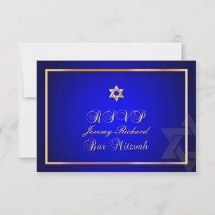 PixDezines rsvp Star, Bar Mitzvah/azul real+oro