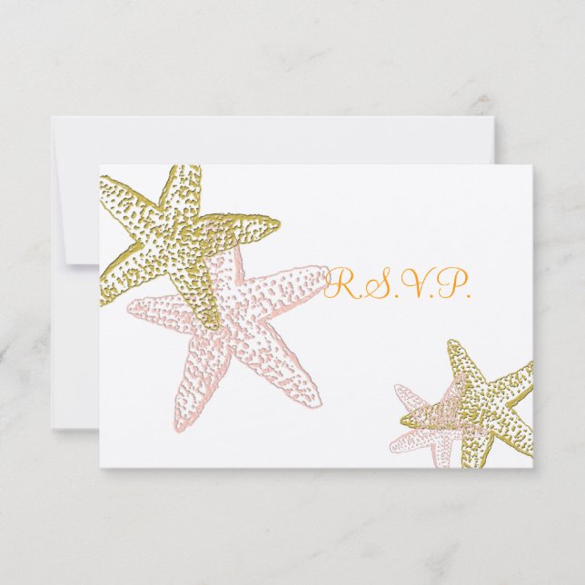 PixDezines rsvp Starfish rosa, boda en la playa (Anverso)