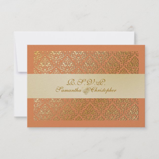 PixDezines rsvp vavin damasco/color naranja/diy (Anverso)