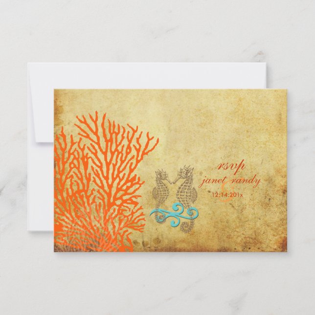 PixDezines rsvp Viñage Seahorse, fiesta de playa (Anverso)