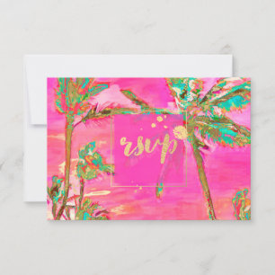 PixDezines RSVP Vintage Hawaiian Beach/Rosa