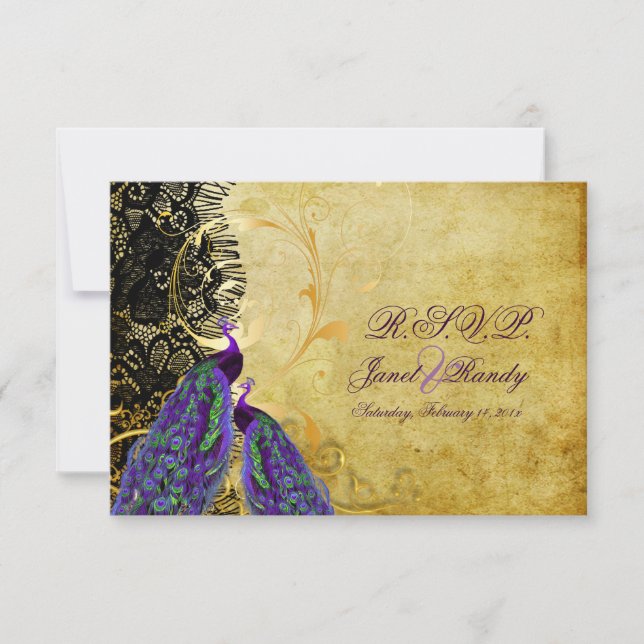 PixDezines rsvp vintage pavo real + giratorias de  (Anverso)