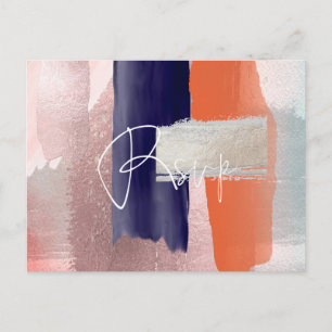 PixDezines RSVP w Comidas, Coral Moderno + Tarjeta