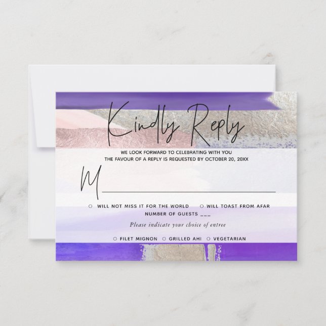 PixDezines RSVP w Meal, Arte Moderno, Plata Púrpur (Anverso)