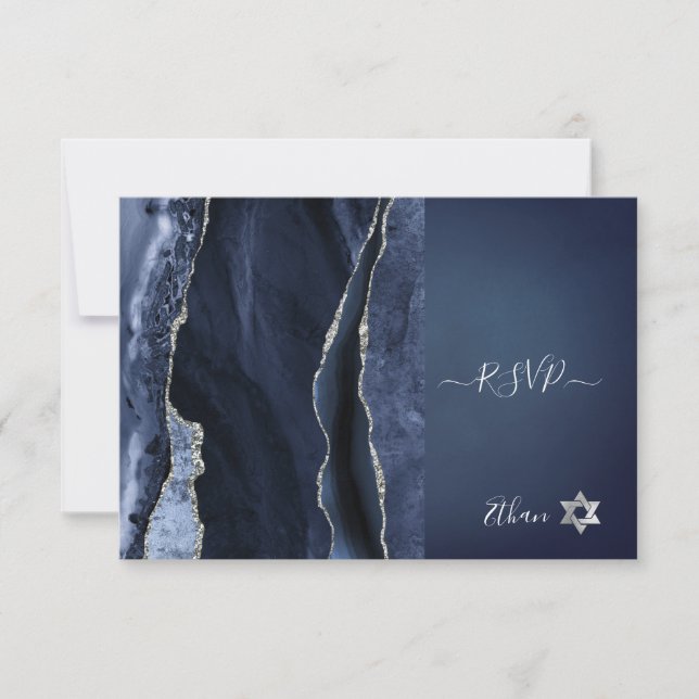 PixDezines RSVP Watercolor Agate Bar Mitzvah ✡ (Anverso)