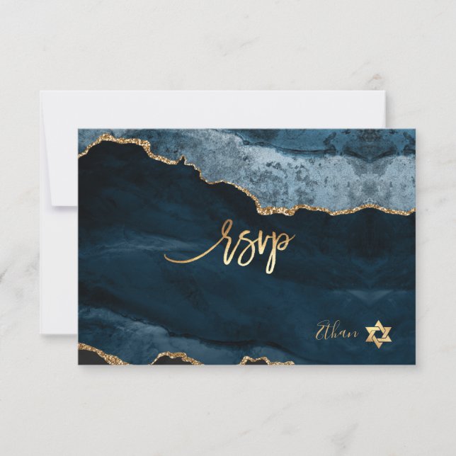 PixDezines RSVP Watercolor Agate Bar Mitzvah ✡ (Anverso)