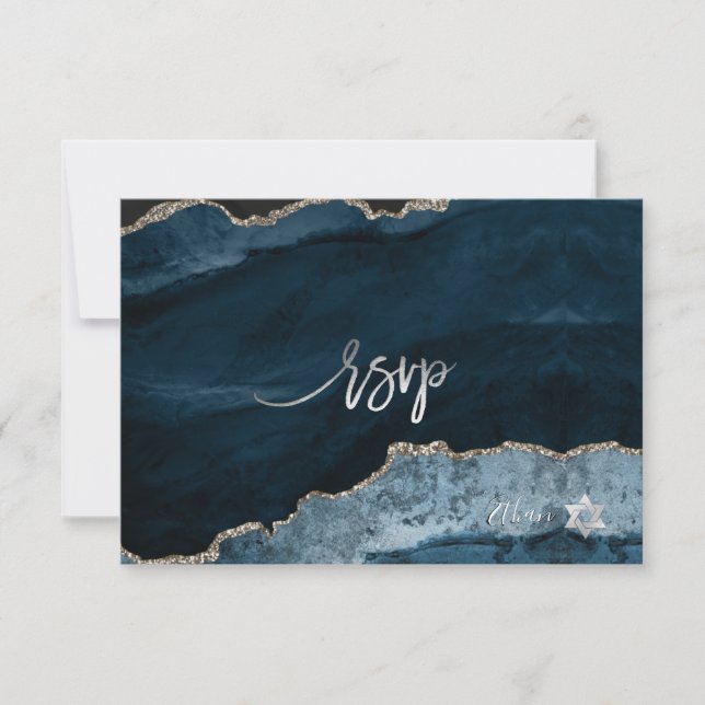 PixDezines RSVP Watercolor Agate Bar Mitzvah ✡ (Anverso)