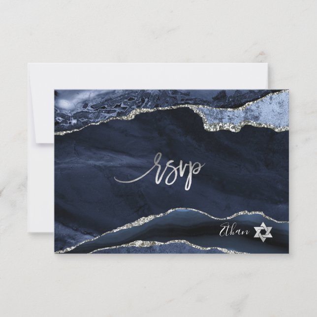 PixDezines RSVP Watercolor Agate Bar Mitzvah ✡ (Anverso)