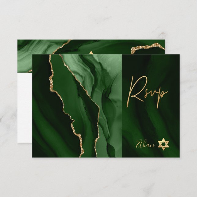 PixDezines RSVP Watercolor Agate Bar Mitzvah ✡ (Anverso / Reverso)