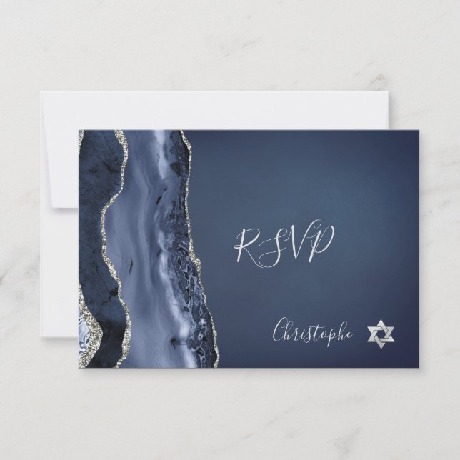 PixDezines RSVP Watercolor Agate Bar Mitzvah ✡ (Anverso)