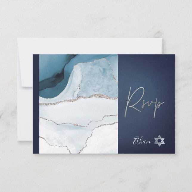 PixDezines RSVP Watercolor Agate Bar Mitzvah ✡ (Anverso)