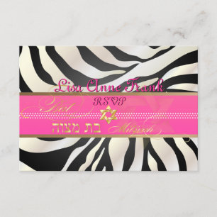 PixDezines rsvp Zebra, Bat Mitzvah/DIY color negro