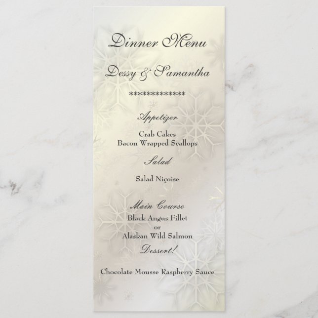 PixDezines Snowflakes sobre hielo, menú (Anverso)