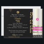 PixDezines Tallit/Estrella de David/fondo de brico<br><div class="desc">PixDezines falso tallit de seda para bat mitzvah.. recortado con falso oro, plata, cobre y rosa intenso .. cuelga sobre tu invitación.. el fondo es por supuesto, personalizable, así como las fuentes y sus colores. El tallit tiene plata, oro, cobre y rosa. Por favor, envíanos un correo electrónico con tu...</div>